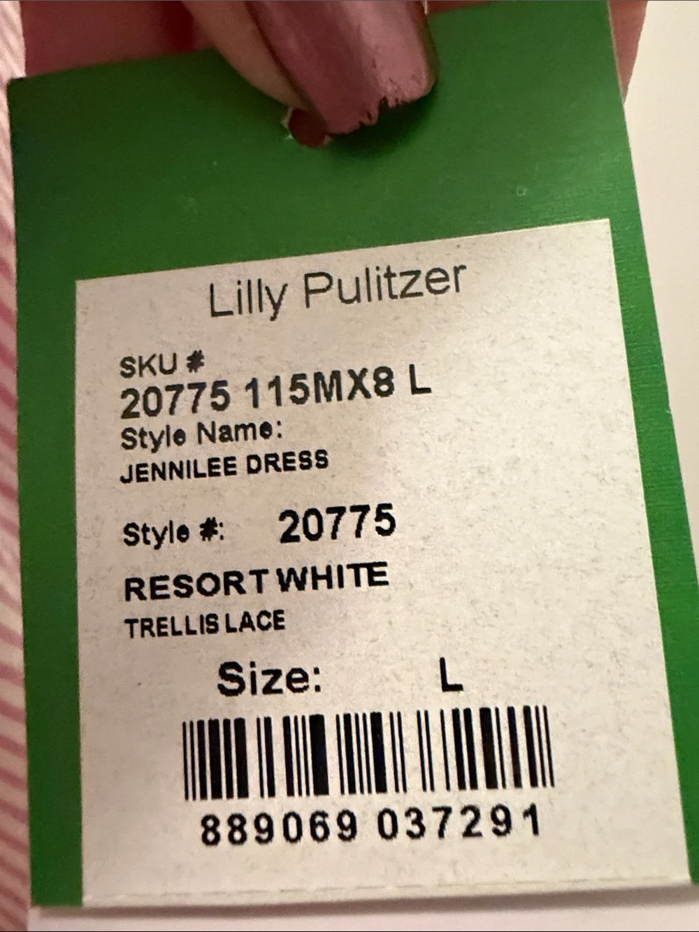NWT Lilly Pulitzer Pink/White Strapless Seersucker Dress with Green Embroidery - Picture 4 of 7